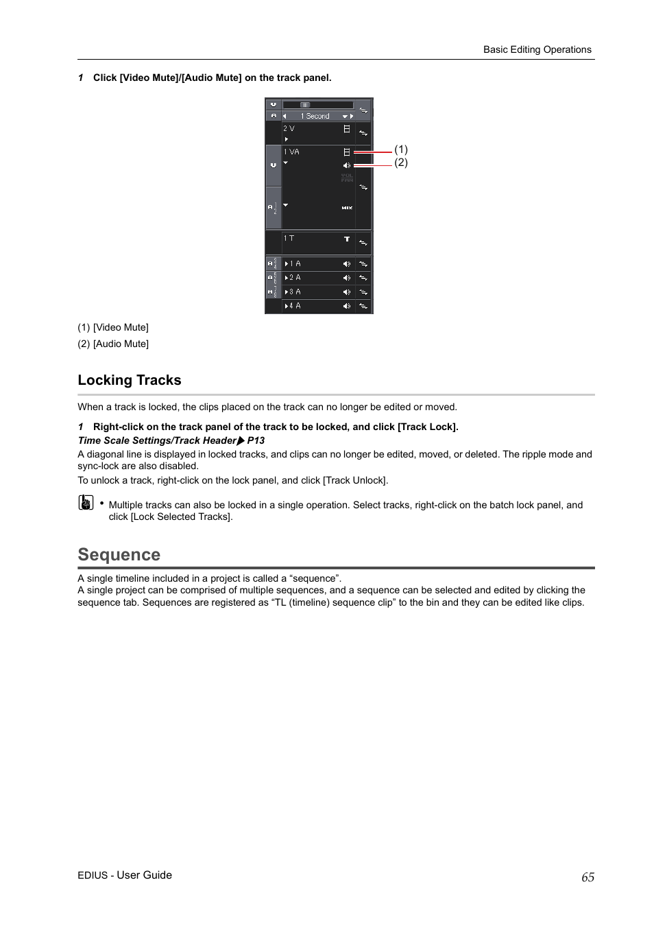 Locking tracks, Sequence | Grass Valley EDIUS Pro v.7.0 User Manual | Page 73 / 133