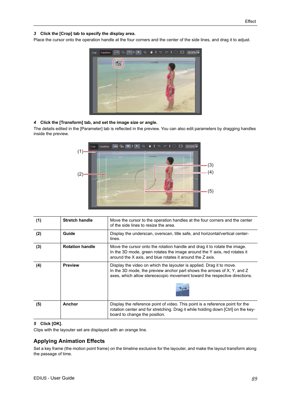 Applying animation effects | Grass Valley EDIUS Pro v.7.0 User Manual | Page 97 / 133