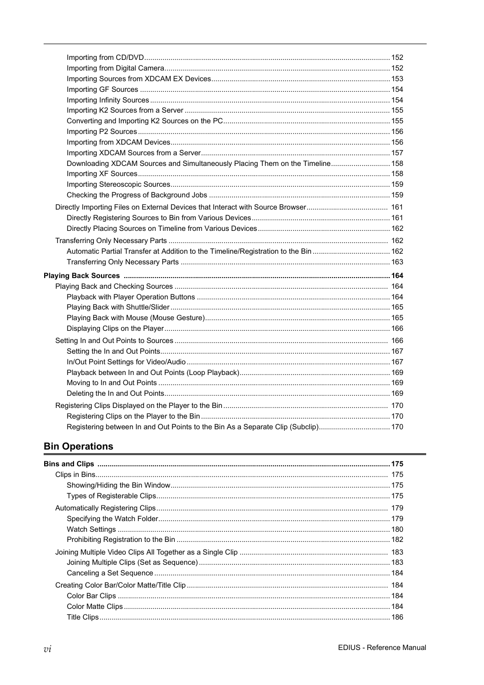 Bin operations | Grass Valley EDIUS Pro v.7.20 User Manual | Page 10 / 520