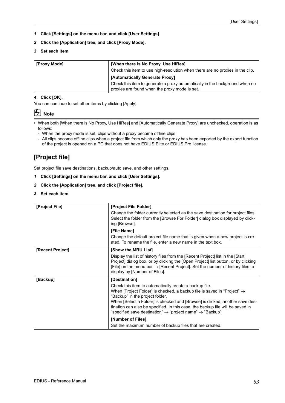 Project file | Grass Valley EDIUS Pro v.7.20 User Manual | Page 105 / 520