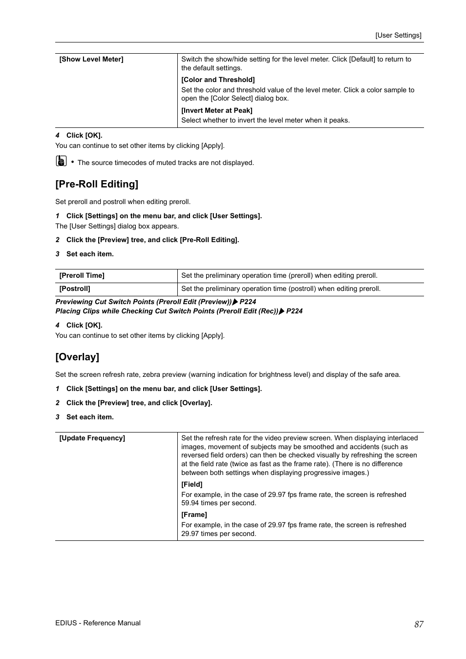 Pre-roll editing, Overlay, Pre-roll editing] [overlay | Grass Valley EDIUS Pro v.7.20 User Manual | Page 109 / 520