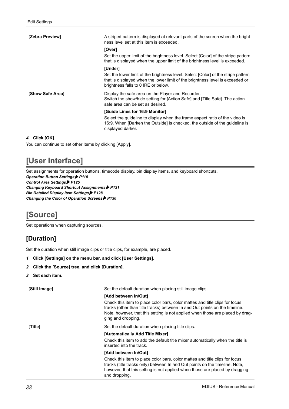 User interface, Source, Duration | Grass Valley EDIUS Pro v.7.20 User Manual | Page 110 / 520