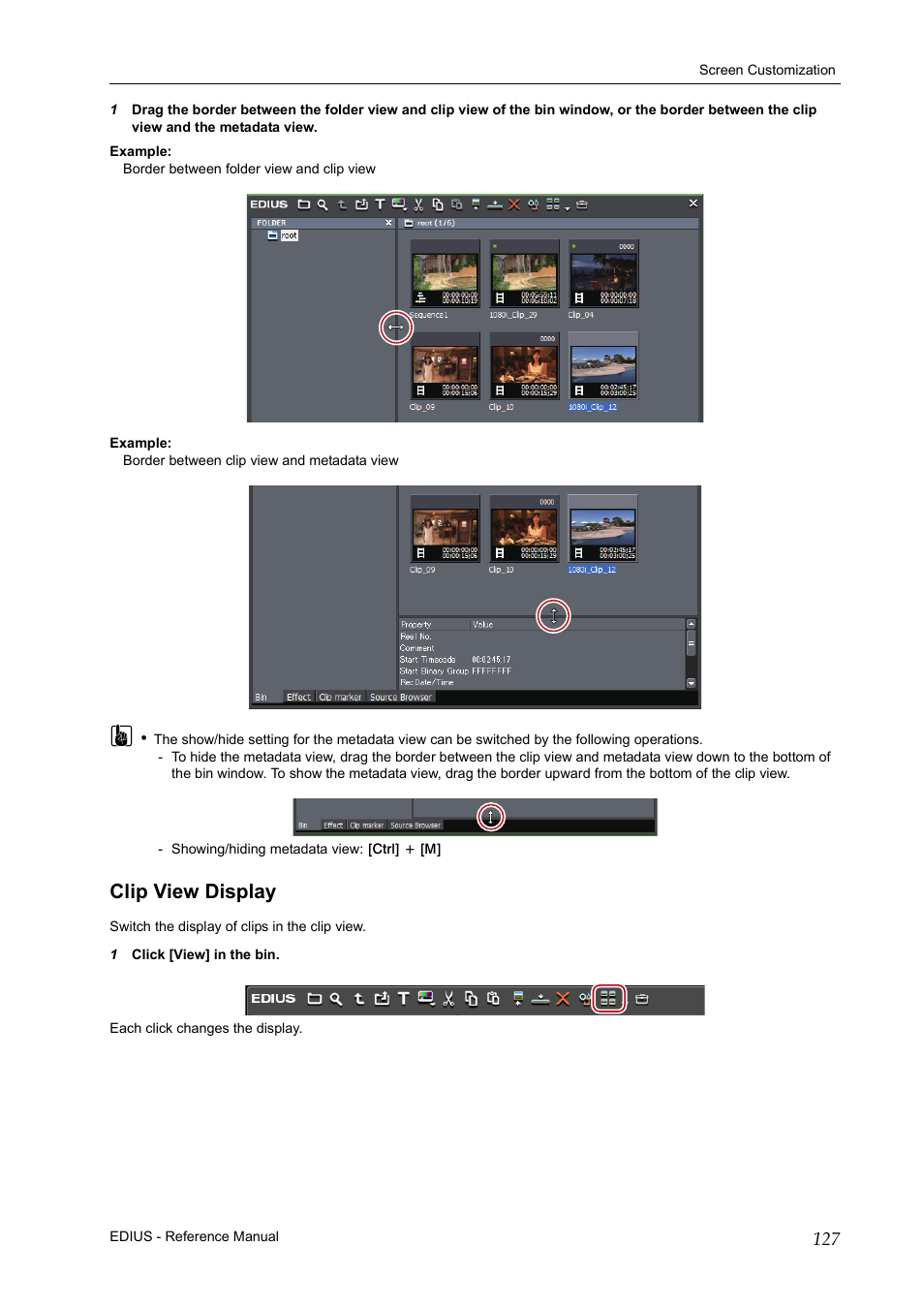 Clip view display | Grass Valley EDIUS Pro v.7.20 User Manual | Page 149 / 520