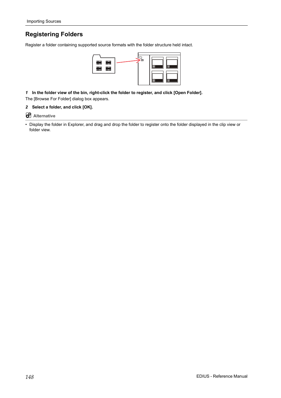 Registering folders, P148 | Grass Valley EDIUS Pro v.7.20 User Manual | Page 170 / 520