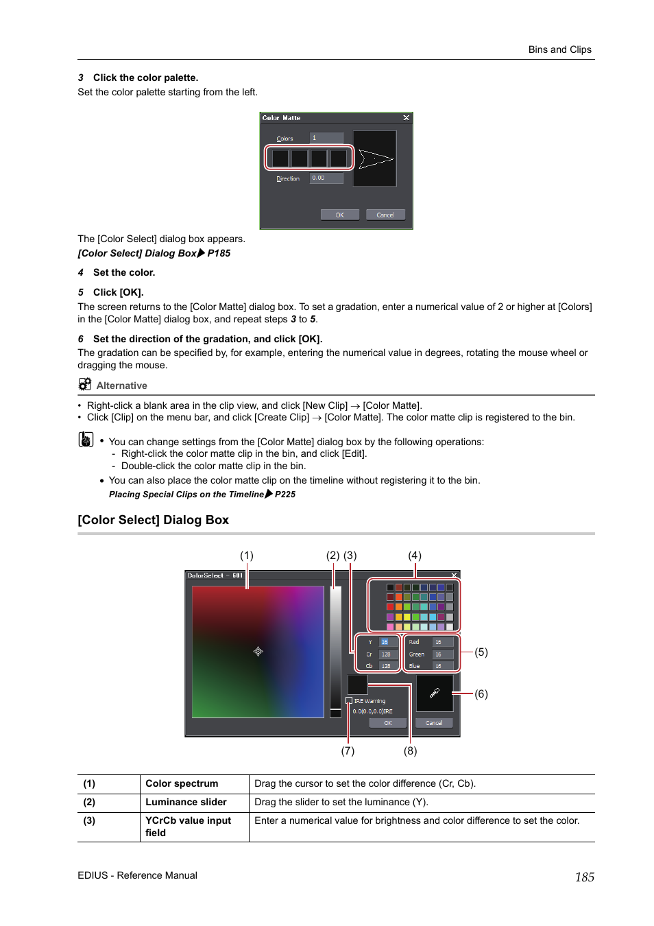 Color select] dialog box | Grass Valley EDIUS Pro v.7.20 User Manual | Page 207 / 520