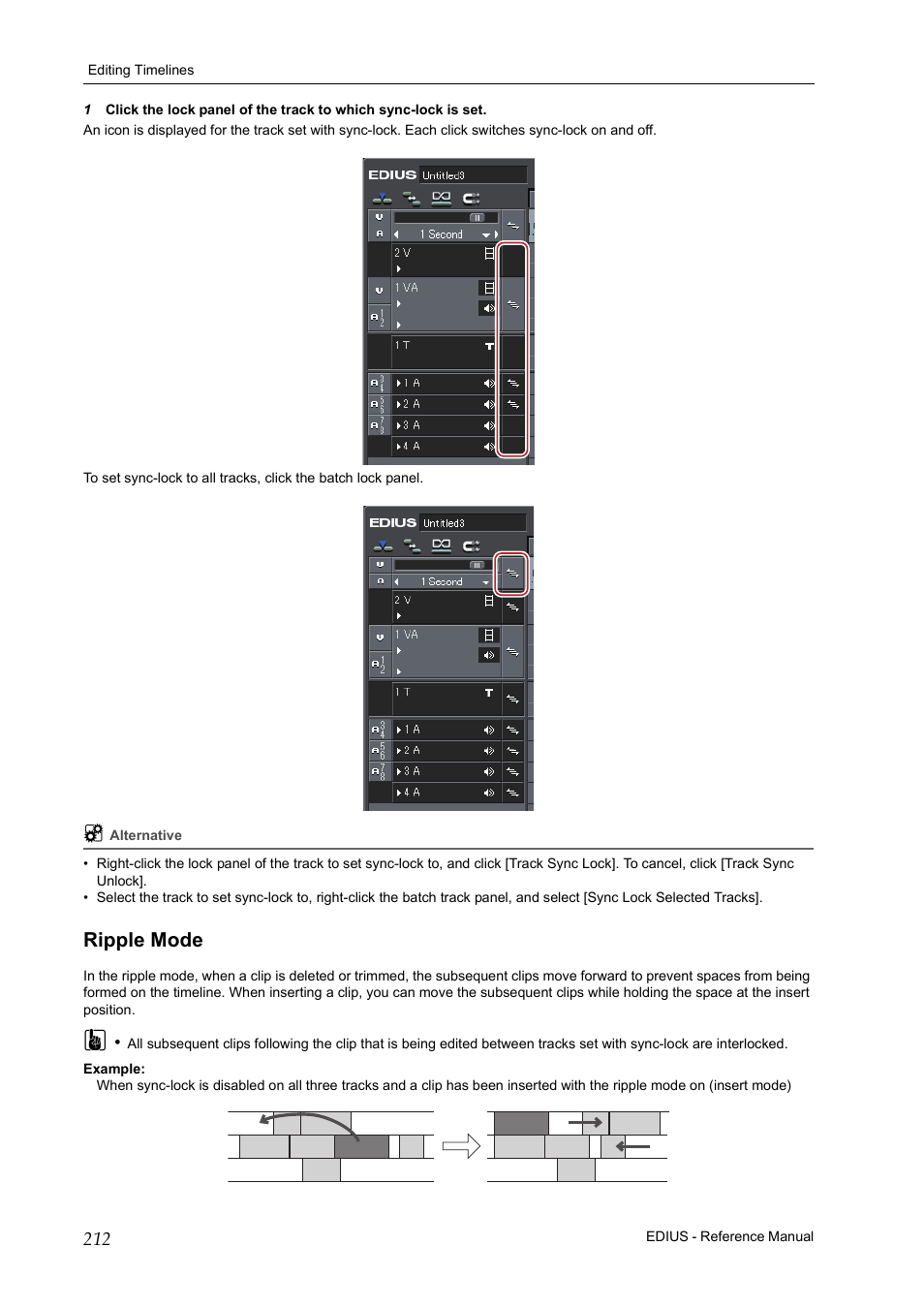 Ripple mode | Grass Valley EDIUS Pro v.7.20 User Manual | Page 234 / 520
