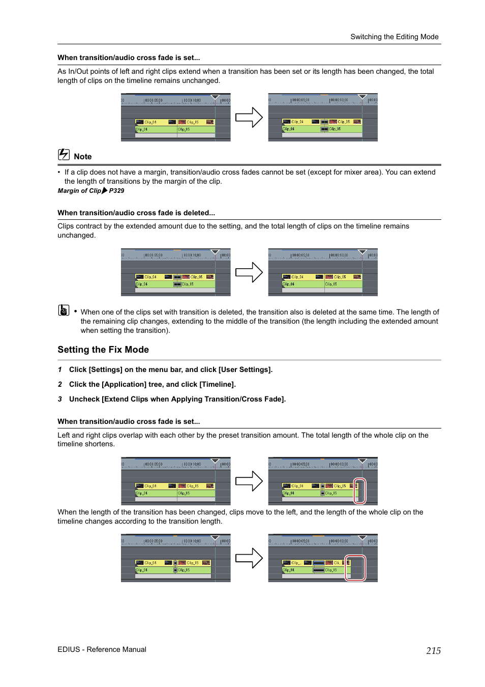 Setting the fix mode | Grass Valley EDIUS Pro v.7.20 User Manual | Page 237 / 520