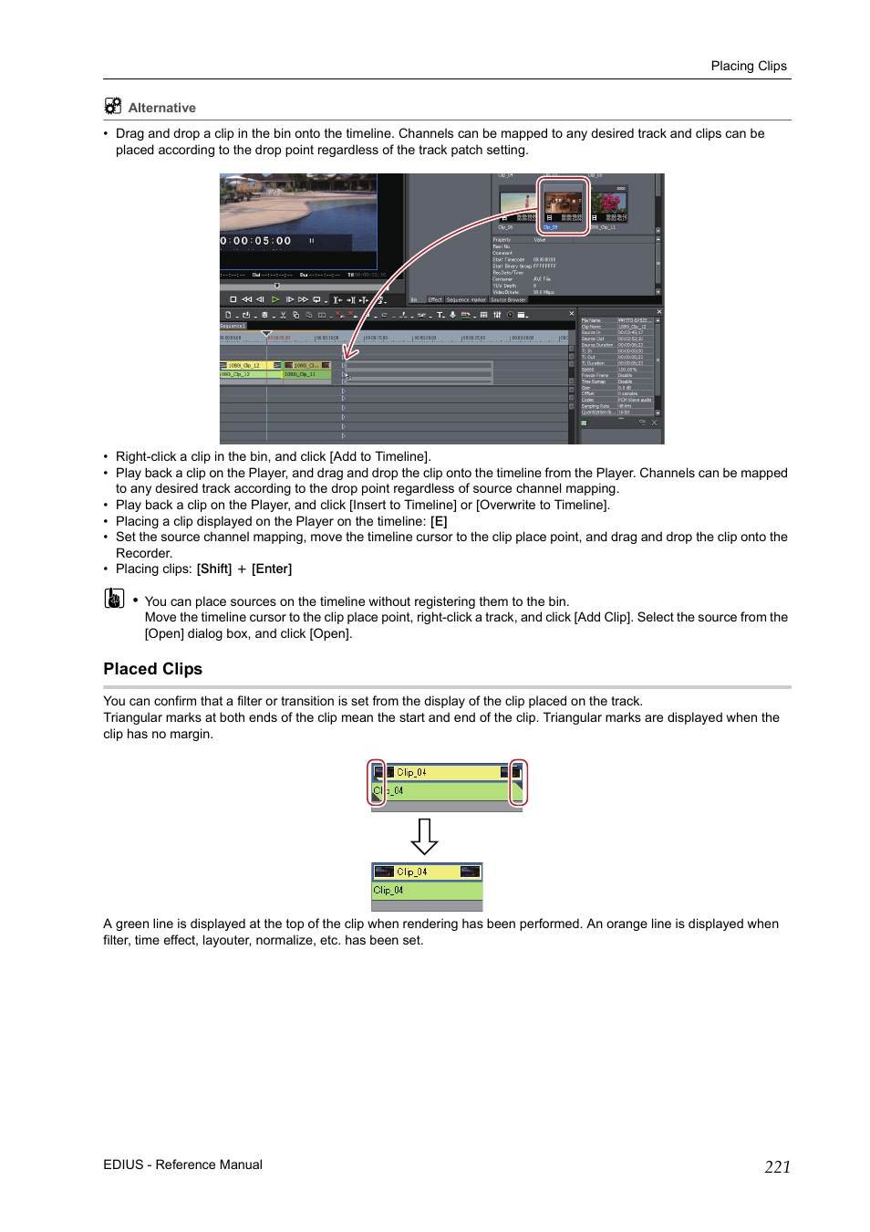 Placed clips | Grass Valley EDIUS Pro v.7.20 User Manual | Page 243 / 520