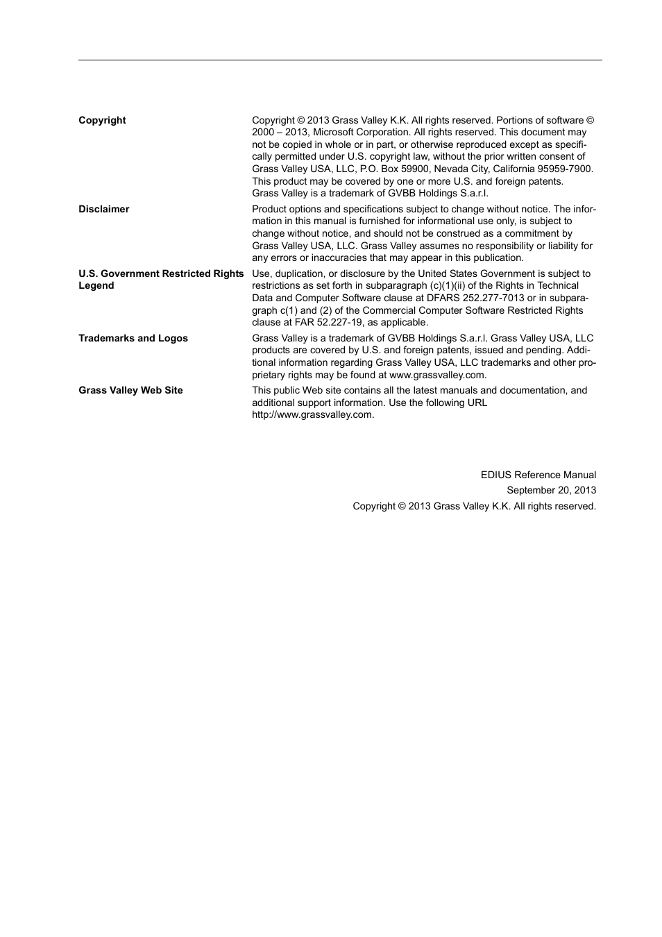 Grass Valley EDIUS Pro v.7.20 User Manual | Page 3 / 520