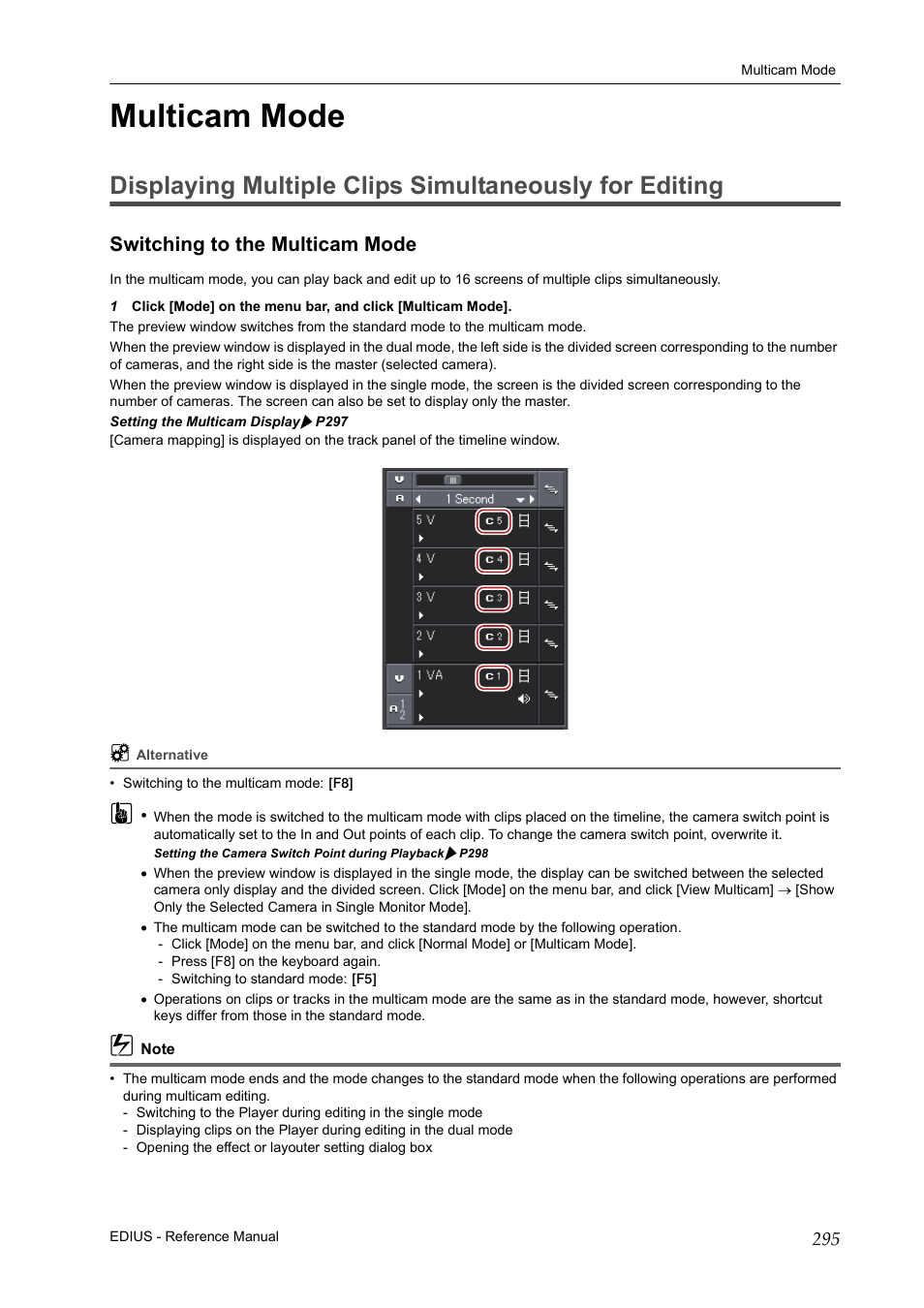 Multicam mode, Switching to the multicam mode | Grass Valley EDIUS Pro v.7.20 User Manual | Page 317 / 520