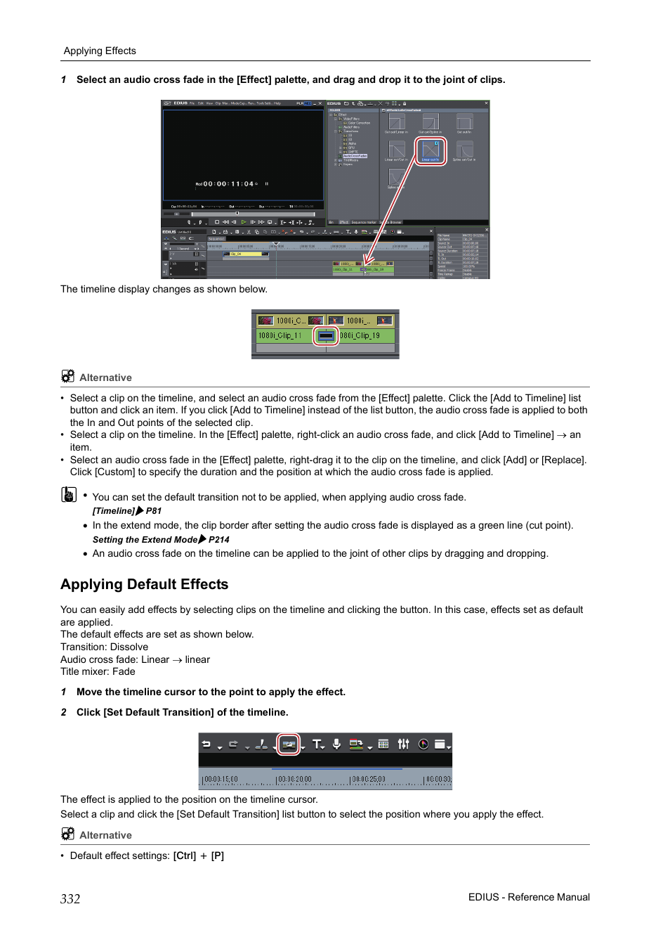 Applying default effects | Grass Valley EDIUS Pro v.7.20 User Manual | Page 354 / 520