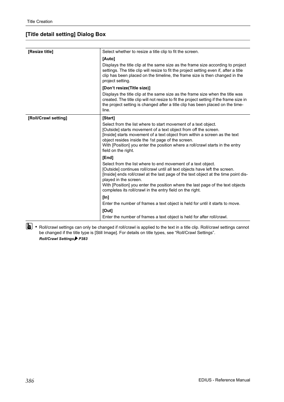 Title detail setting] dialog box | Grass Valley EDIUS Pro v.7.20 User Manual | Page 408 / 520