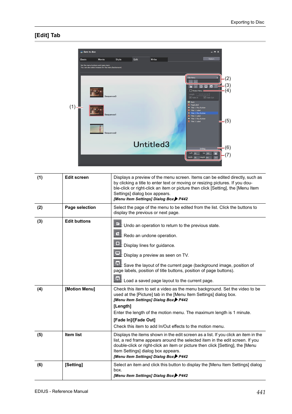 Edit] tab, P441 | Grass Valley EDIUS Pro v.7.20 User Manual | Page 463 / 520