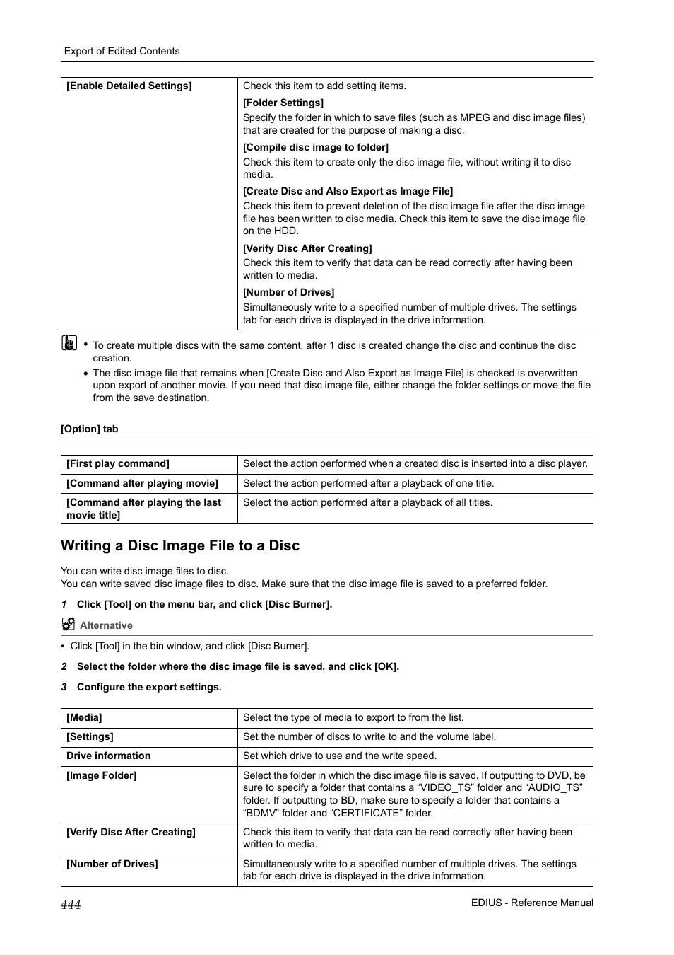 Writing a disc image file to a disc | Grass Valley EDIUS Pro v.7.20 User Manual | Page 466 / 520
