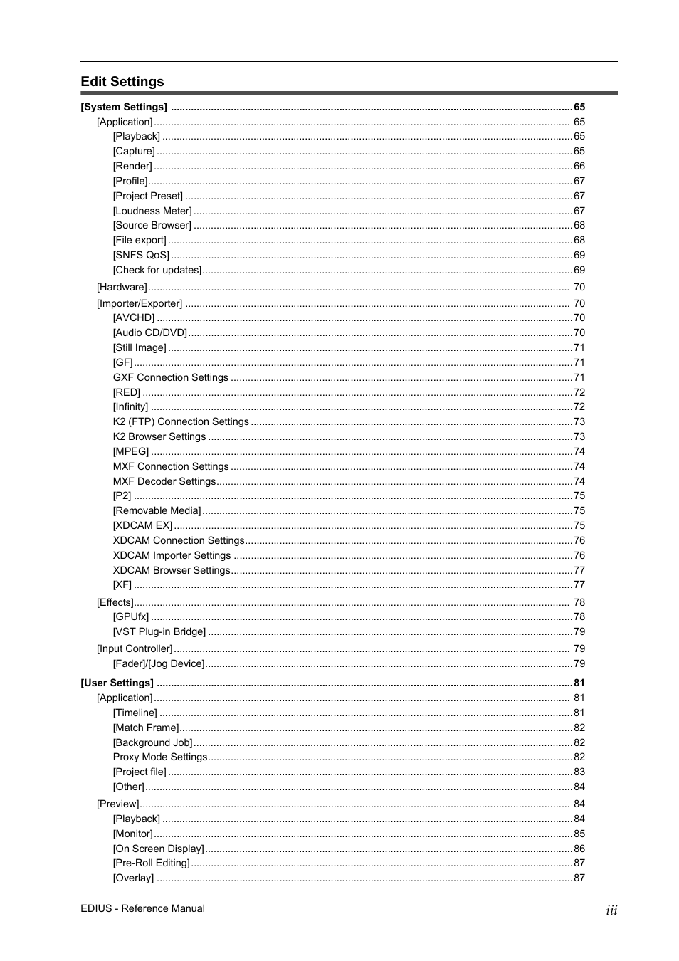 Edit settings | Grass Valley EDIUS Pro v.7.20 User Manual | Page 7 / 520