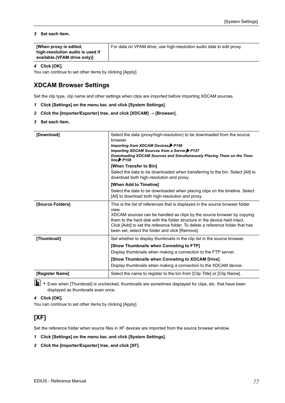 Xdcam browser settings, Xdcam browser settings [xf | Grass Valley EDIUS Pro v.7.20 User Manual | Page 99 / 520