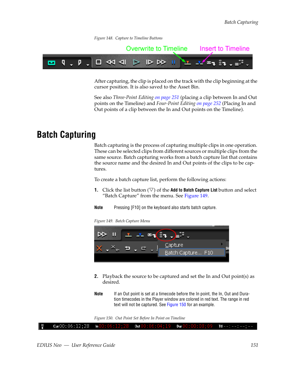 Batch capturing, E batch capturing, Found in batch capturing | Figure 148 | Grass Valley EDIUS Neo 2 User Manual | Page 151 / 608