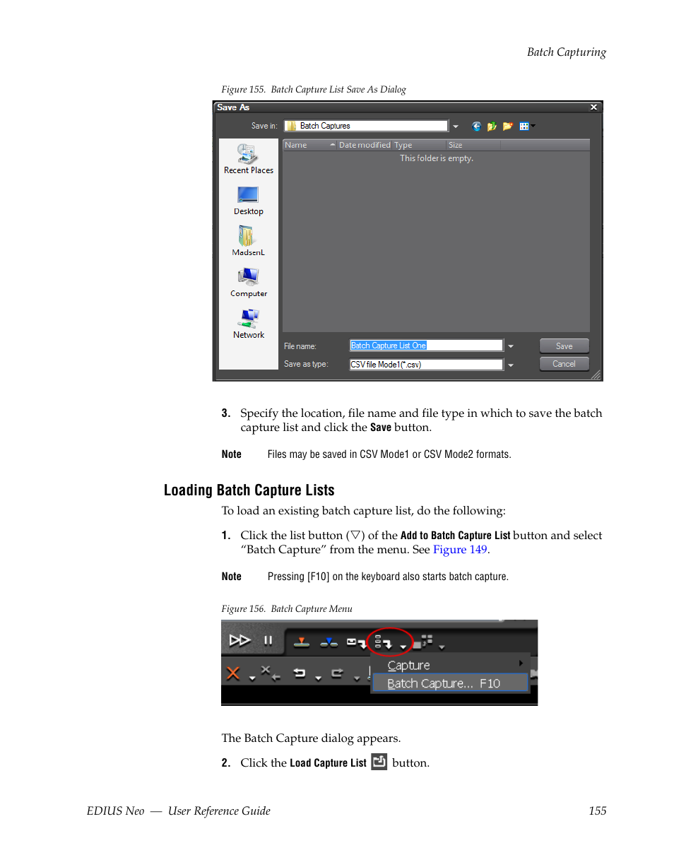 Loading batch capture lists, Figure 155 | Grass Valley EDIUS Neo 2 User Manual | Page 155 / 608