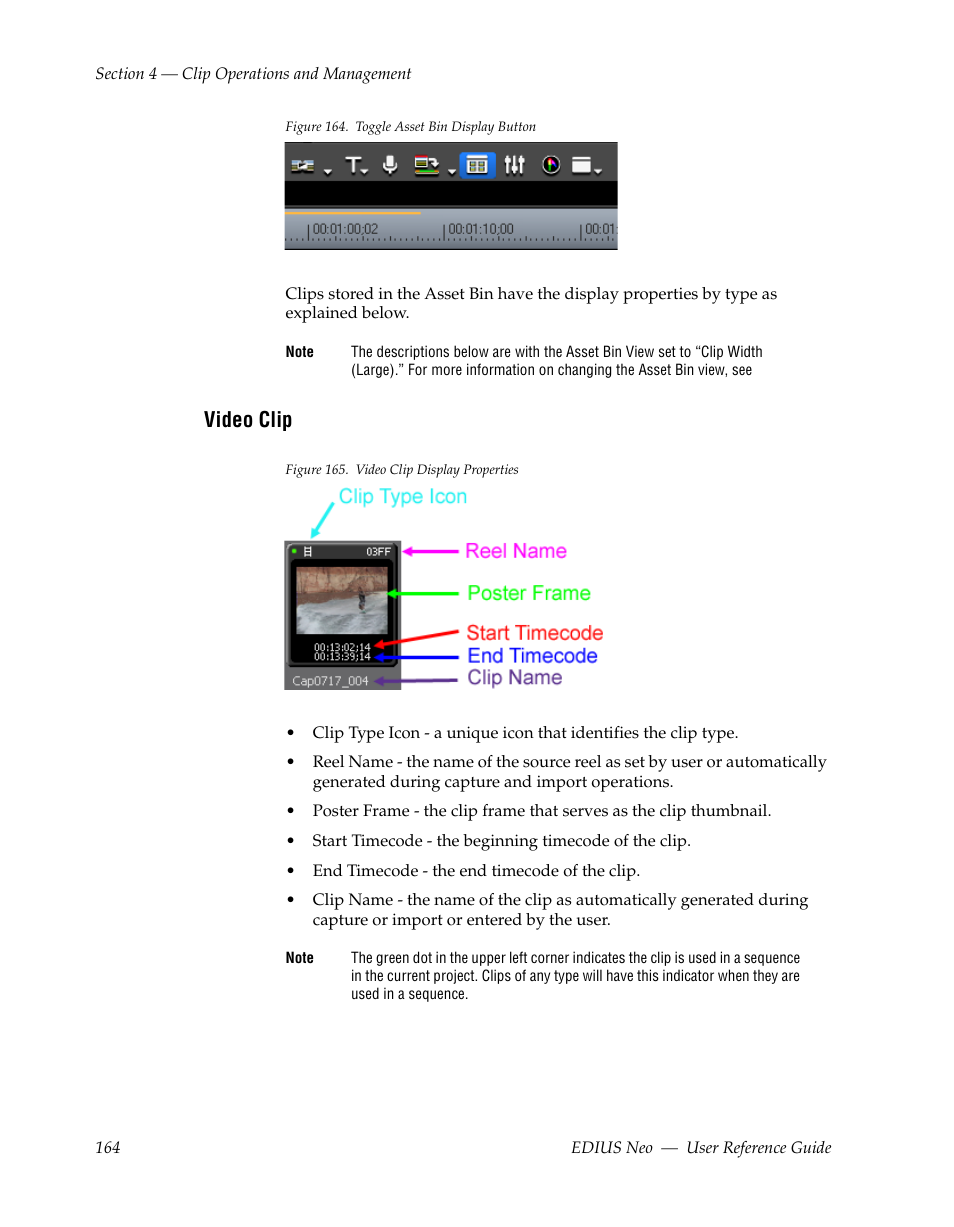 Video clip | Grass Valley EDIUS Neo 2 User Manual | Page 164 / 608