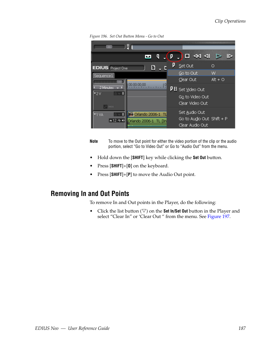 Removing in and out points | Grass Valley EDIUS Neo 2 User Manual | Page 187 / 608