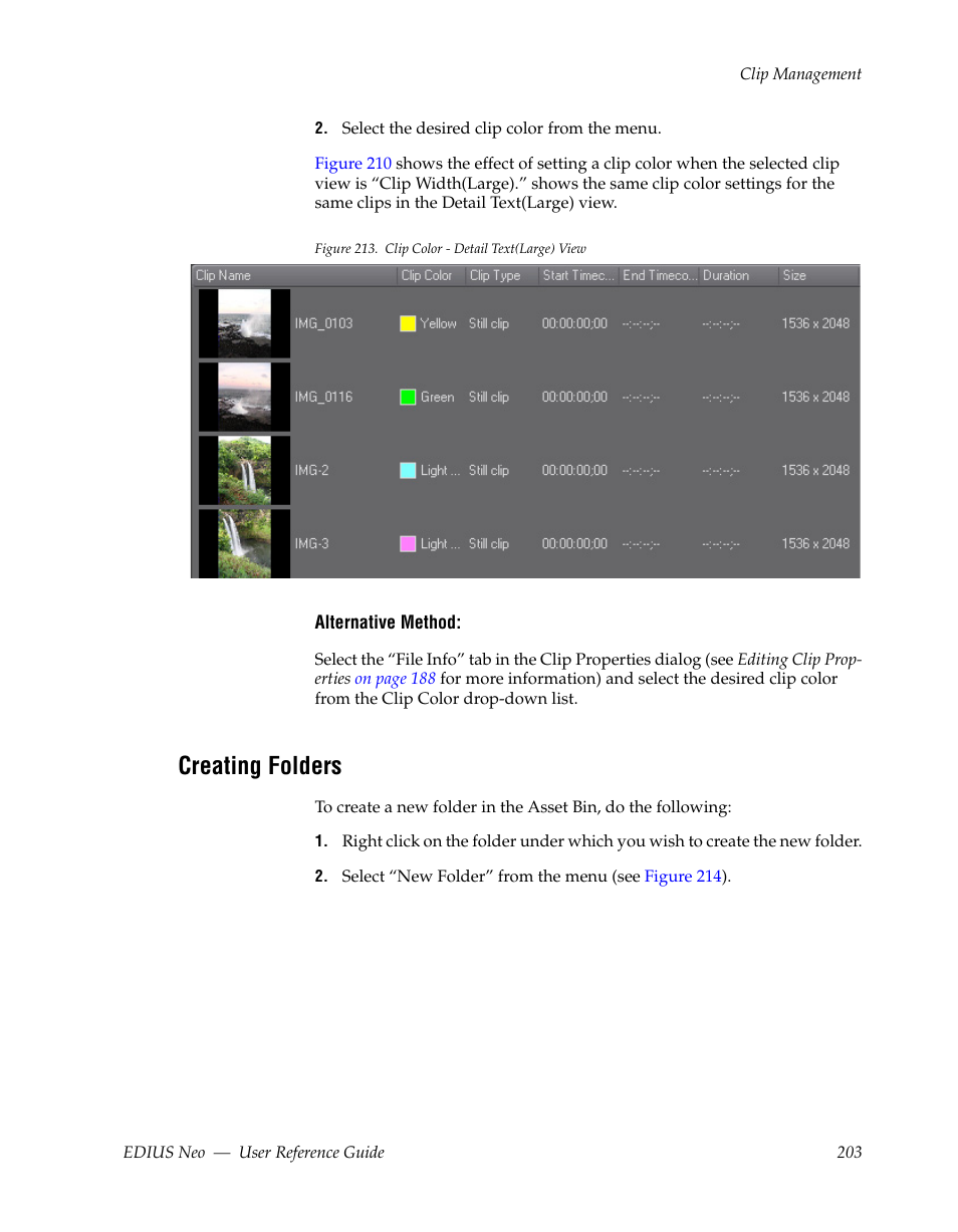 Creating folders | Grass Valley EDIUS Neo 2 User Manual | Page 203 / 608