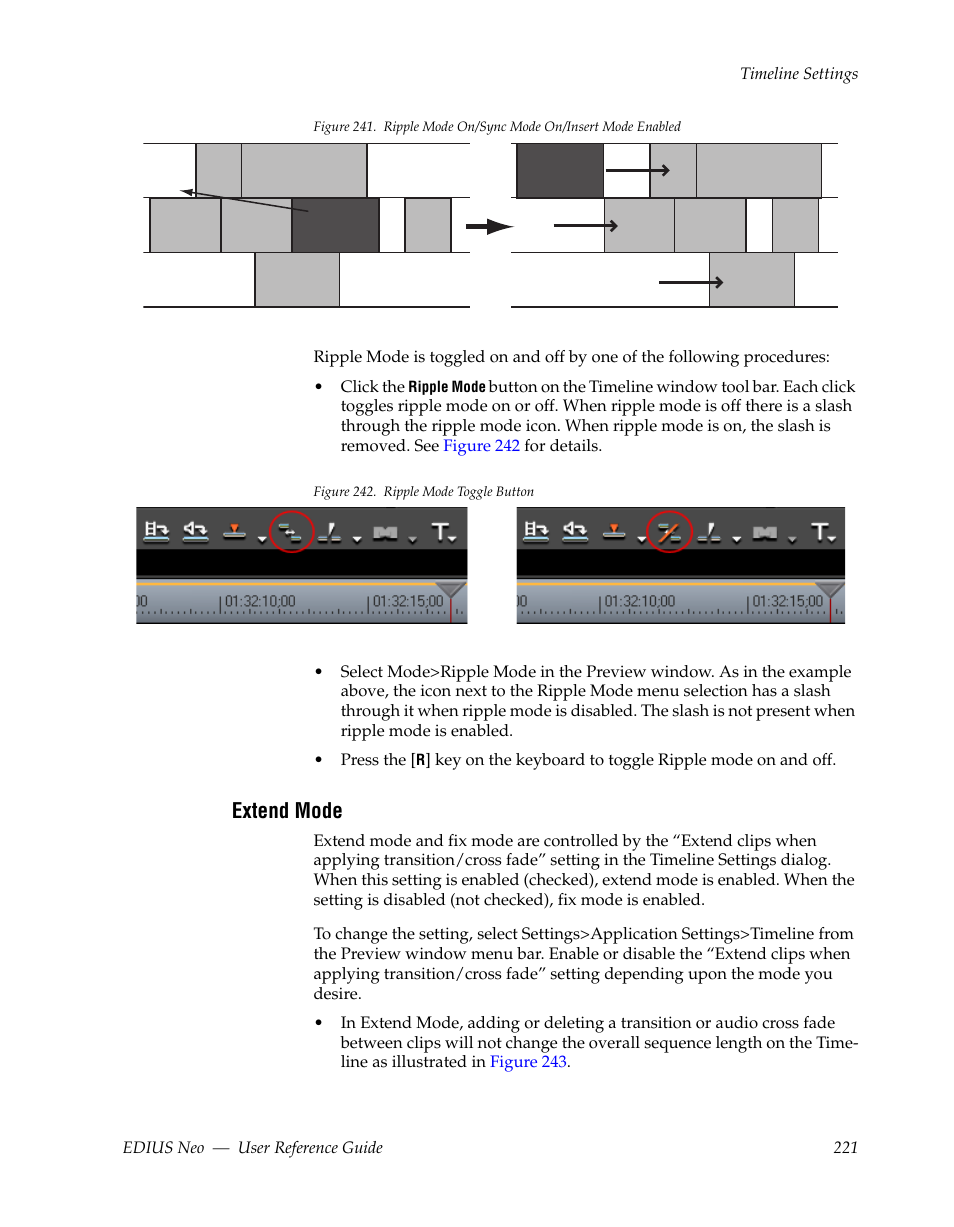 Extend mode, See extend mode, Figure 241 | Grass Valley EDIUS Neo 2 User Manual | Page 221 / 608