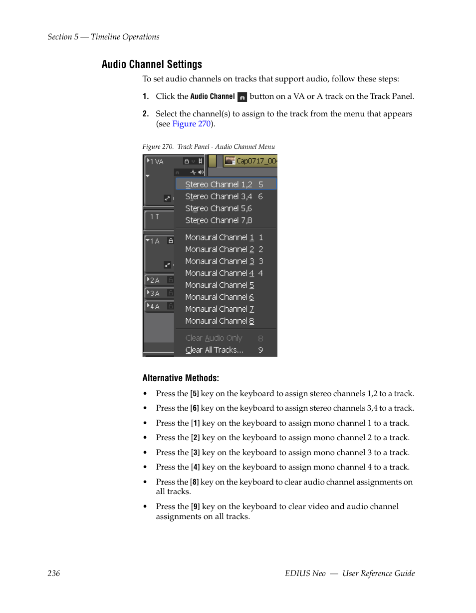 Audio channel settings | Grass Valley EDIUS Neo 2 User Manual | Page 236 / 608