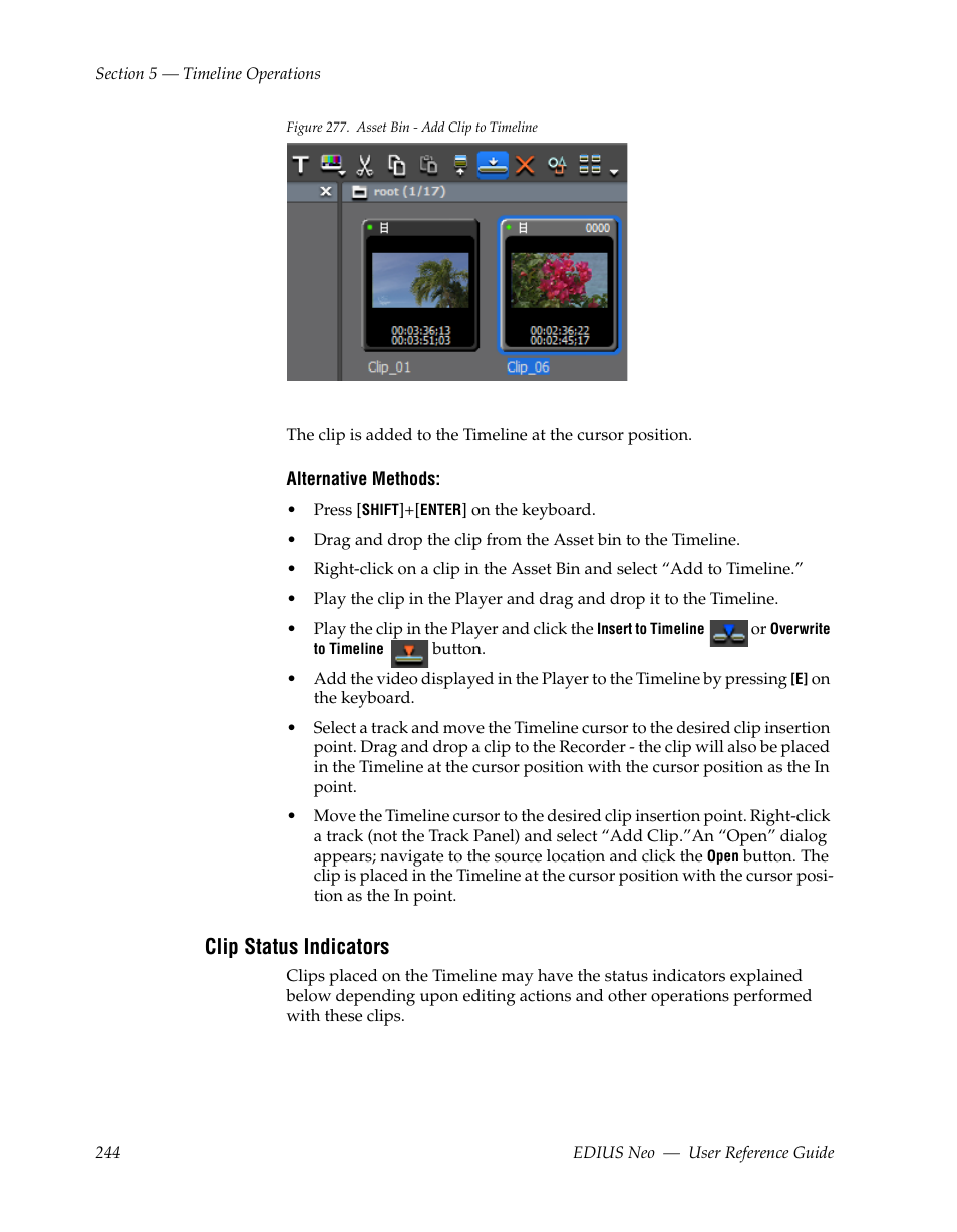 Clip status indicators | Grass Valley EDIUS Neo 2 User Manual | Page 244 / 608