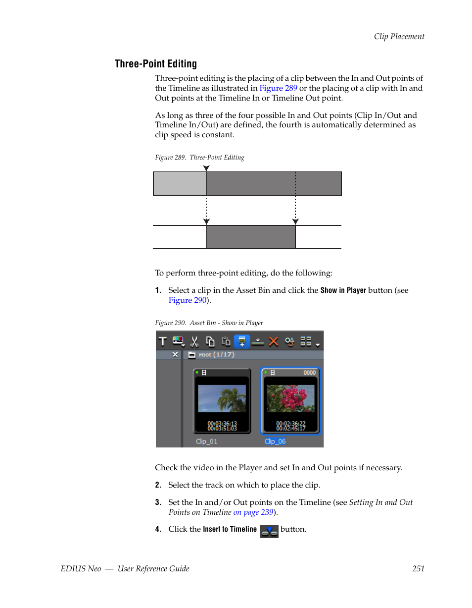 Three-point editing | Grass Valley EDIUS Neo 2 User Manual | Page 251 / 608