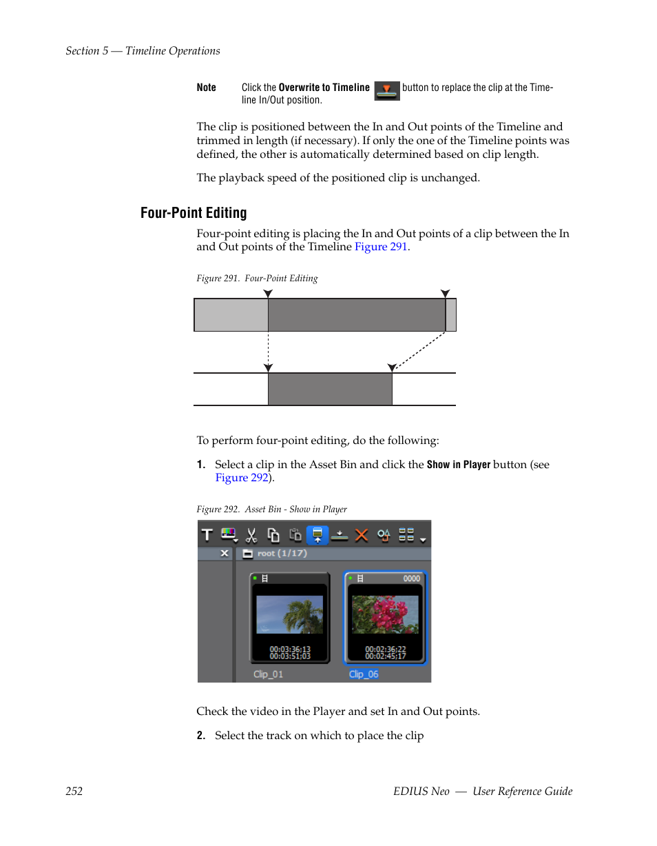 Four-point editing | Grass Valley EDIUS Neo 2 User Manual | Page 252 / 608