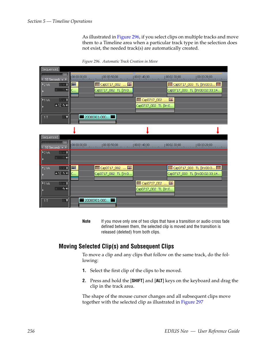 Moving selected clip(s) and subsequent clips | Grass Valley EDIUS Neo 2 User Manual | Page 256 / 608