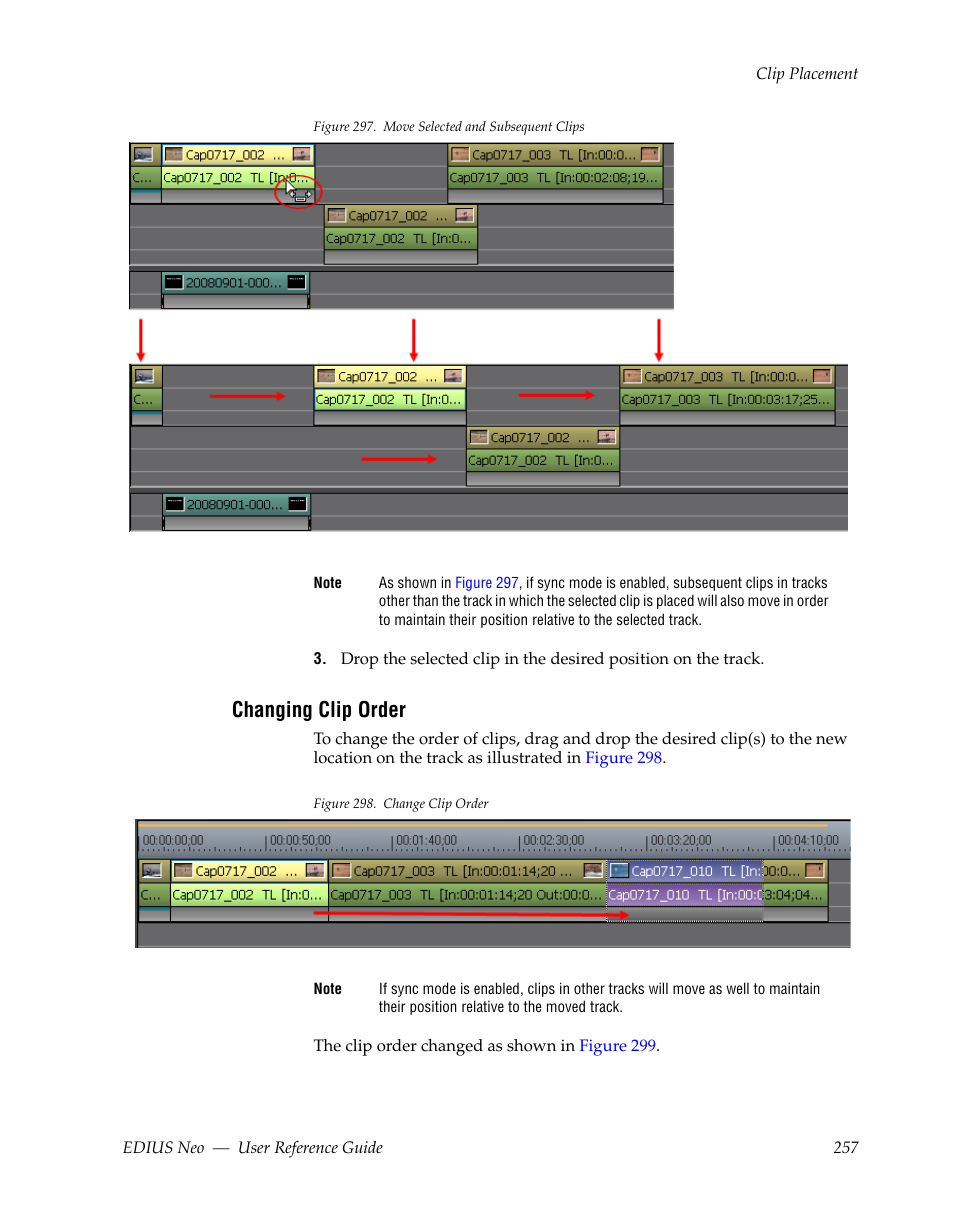Changing clip order, Lustrated in, Figure 297 | Grass Valley EDIUS Neo 2 User Manual | Page 257 / 608