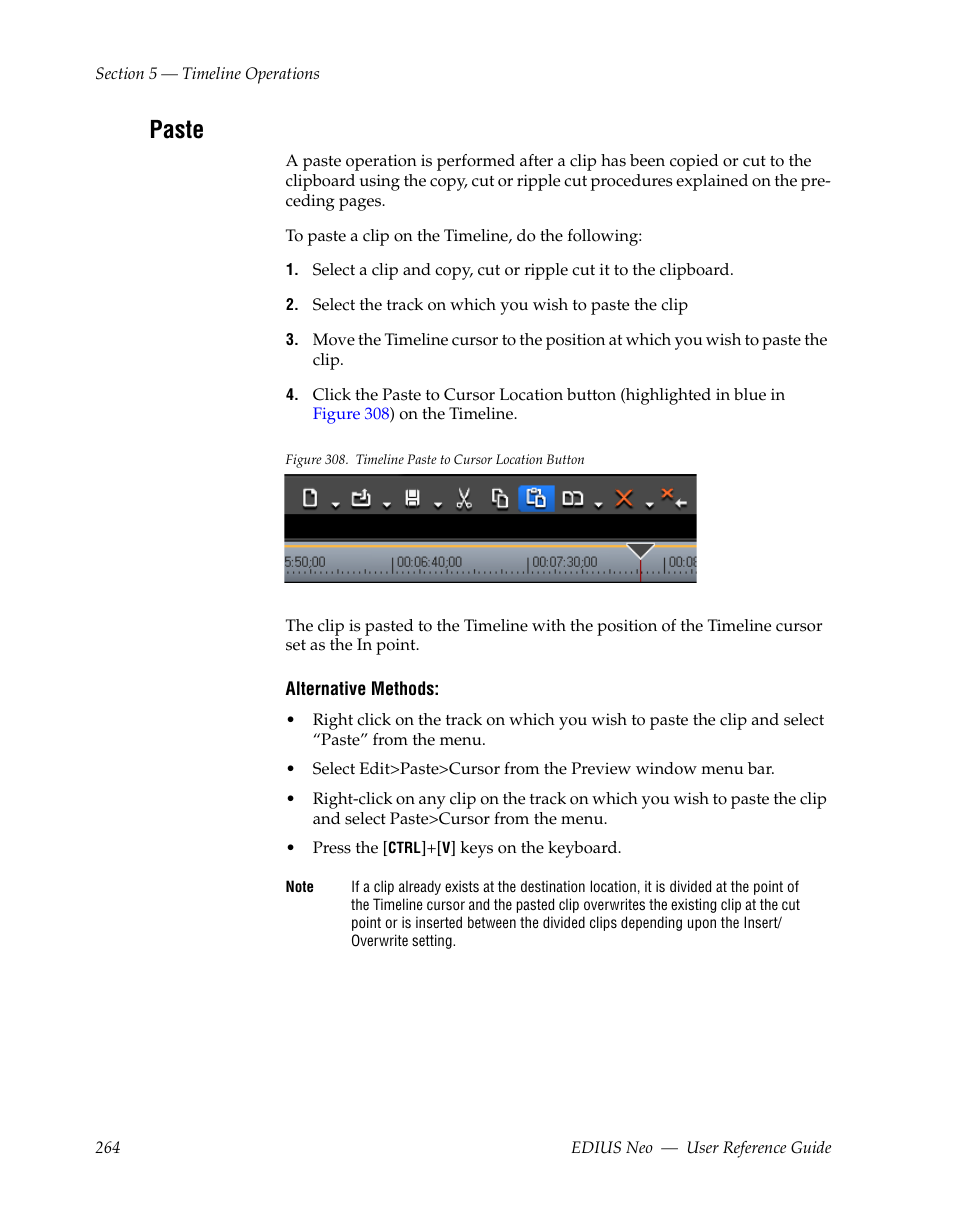 Paste | Grass Valley EDIUS Neo 2 User Manual | Page 264 / 608