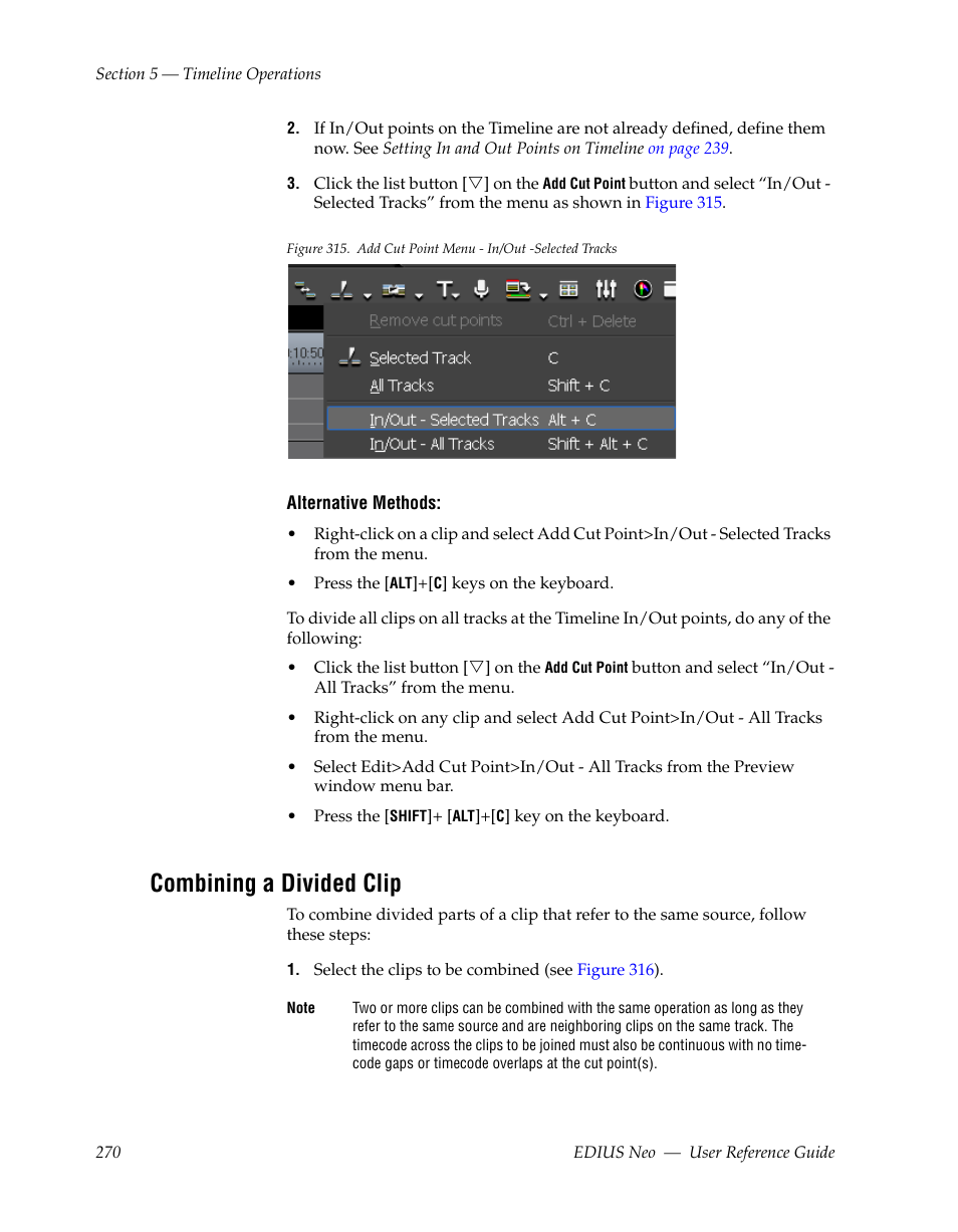 Combining a divided clip | Grass Valley EDIUS Neo 2 User Manual | Page 270 / 608