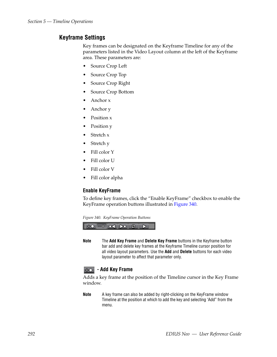 Keyframe settings | Grass Valley EDIUS Neo 2 User Manual | Page 292 / 608