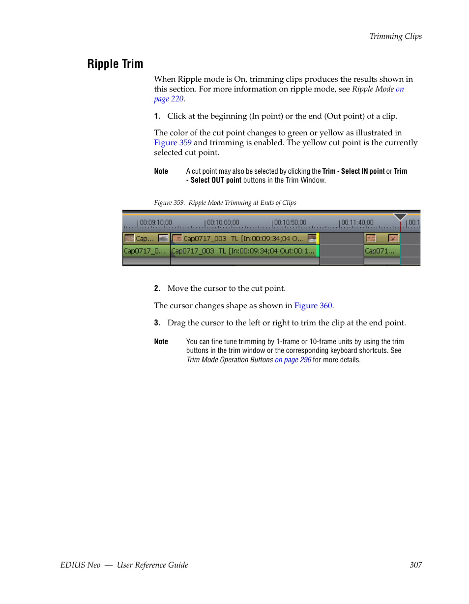 Ripple trim | Grass Valley EDIUS Neo 2 User Manual | Page 307 / 608