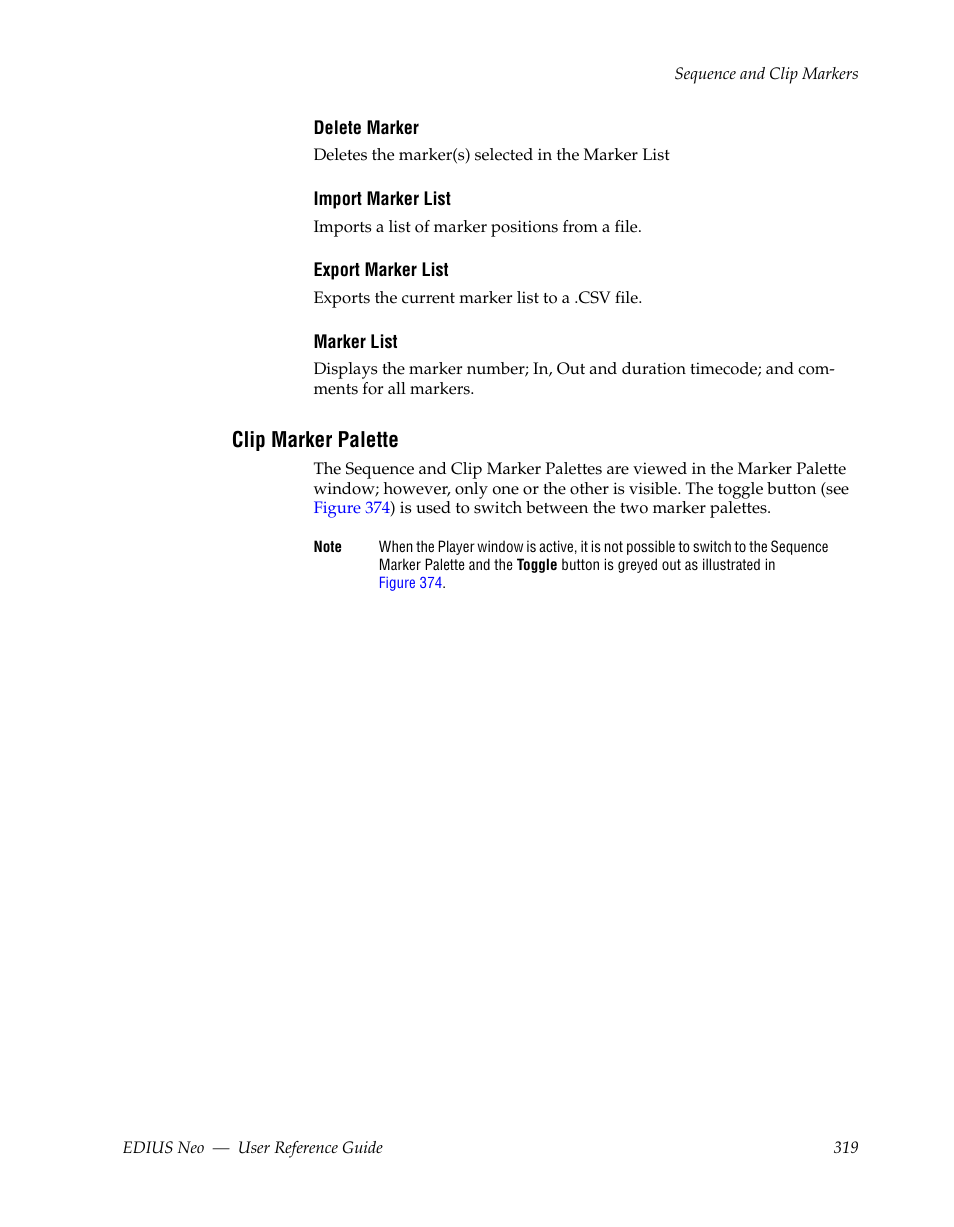 Clip marker palette | Grass Valley EDIUS Neo 2 User Manual | Page 319 / 608