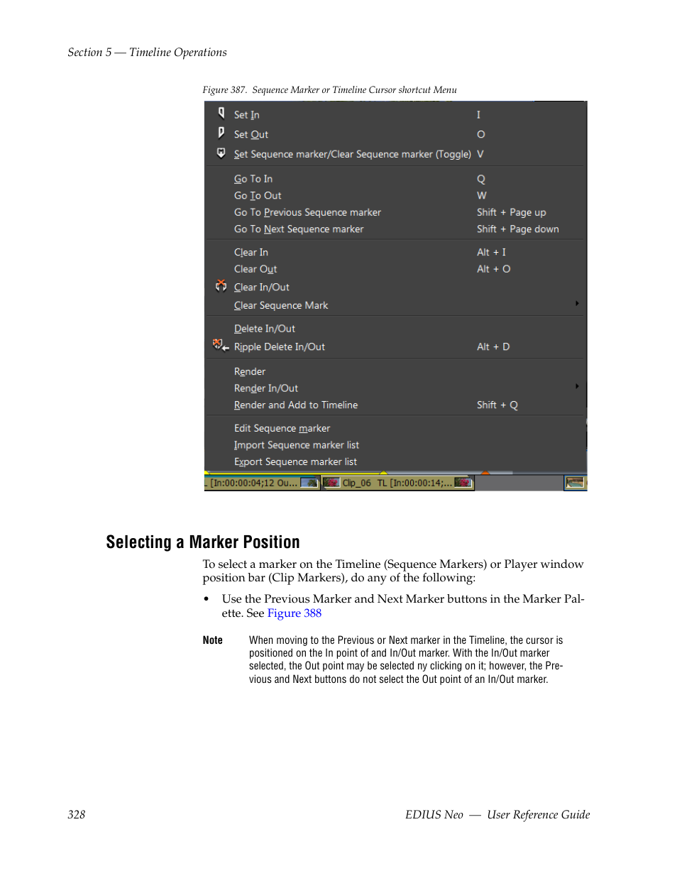 Selecting a marker position | Grass Valley EDIUS Neo 2 User Manual | Page 328 / 608