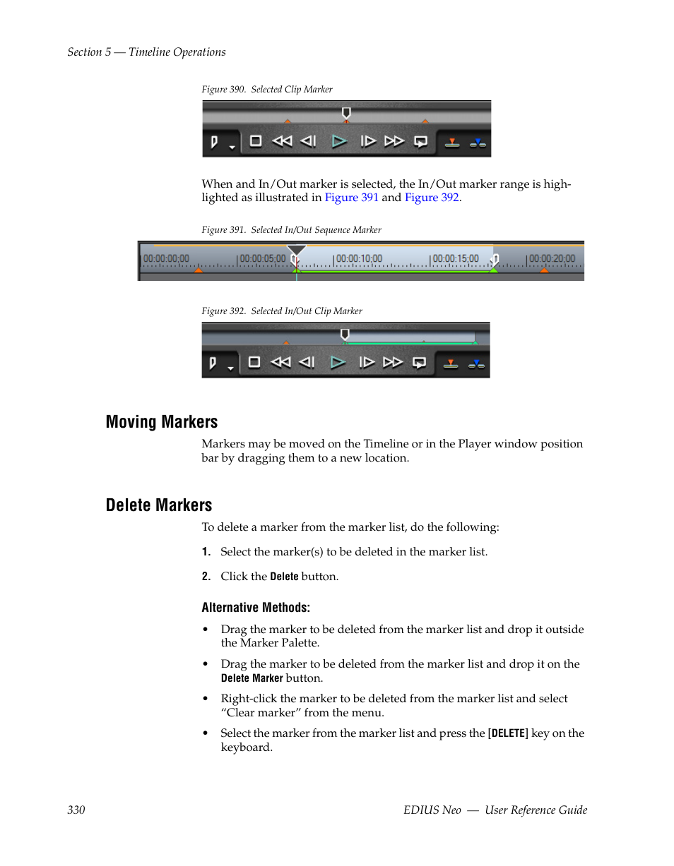 Moving markers, Delete markers | Grass Valley EDIUS Neo 2 User Manual | Page 330 / 608