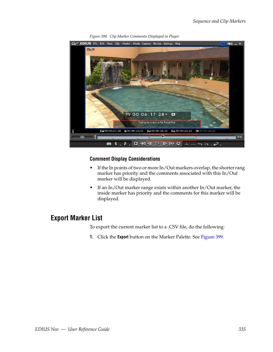 Export marker list | Grass Valley EDIUS Neo 2 User Manual | Page 335 / 608