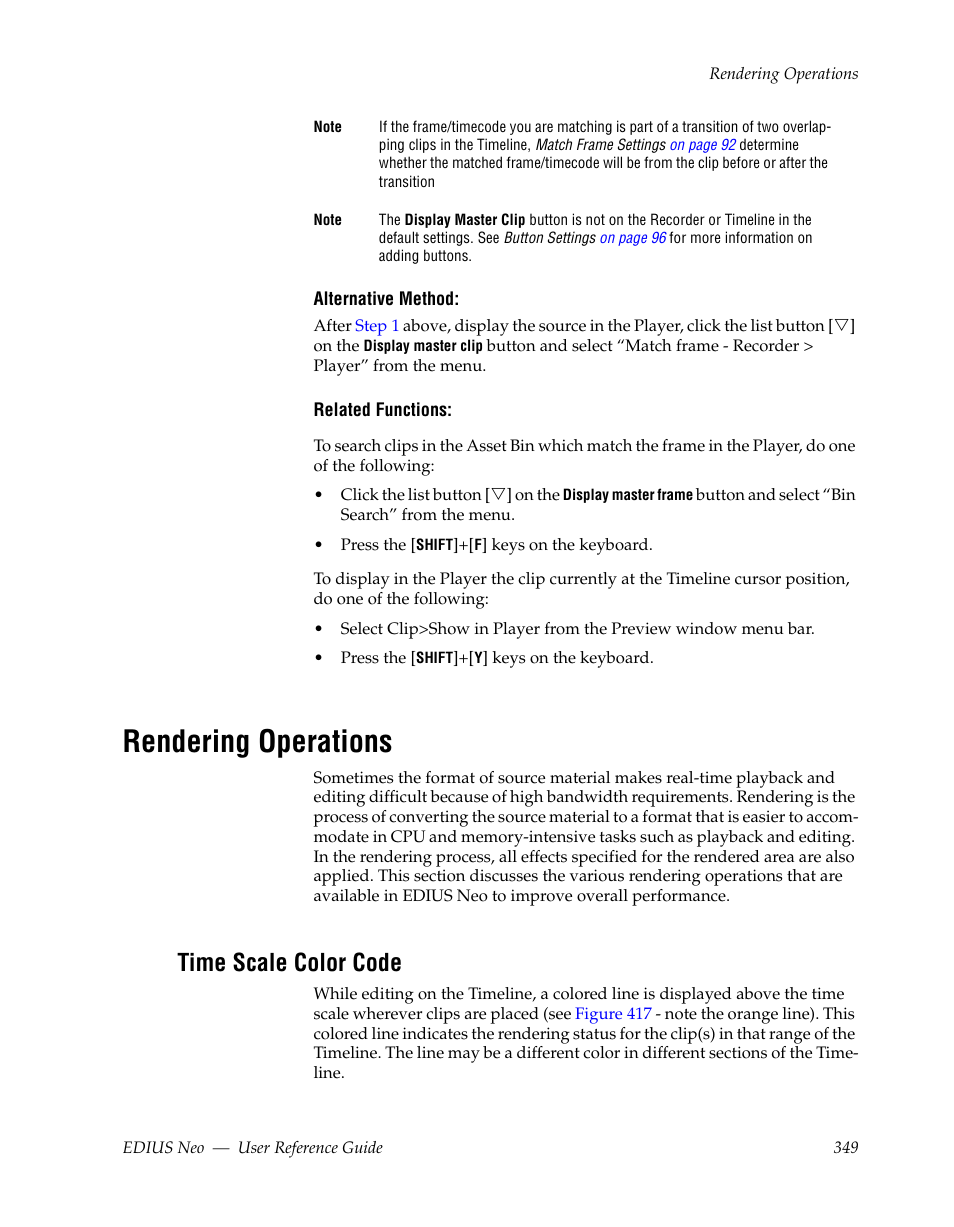 Rendering operations, Time scale color code, See rendering operations | Grass Valley EDIUS Neo 2 User Manual | Page 349 / 608
