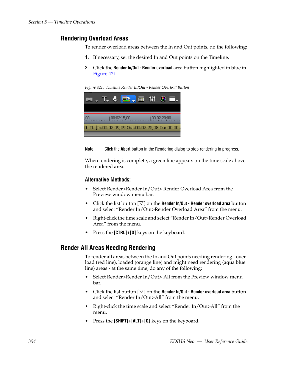 Rendering overload areas, Render all areas needing rendering | Grass Valley EDIUS Neo 2 User Manual | Page 354 / 608
