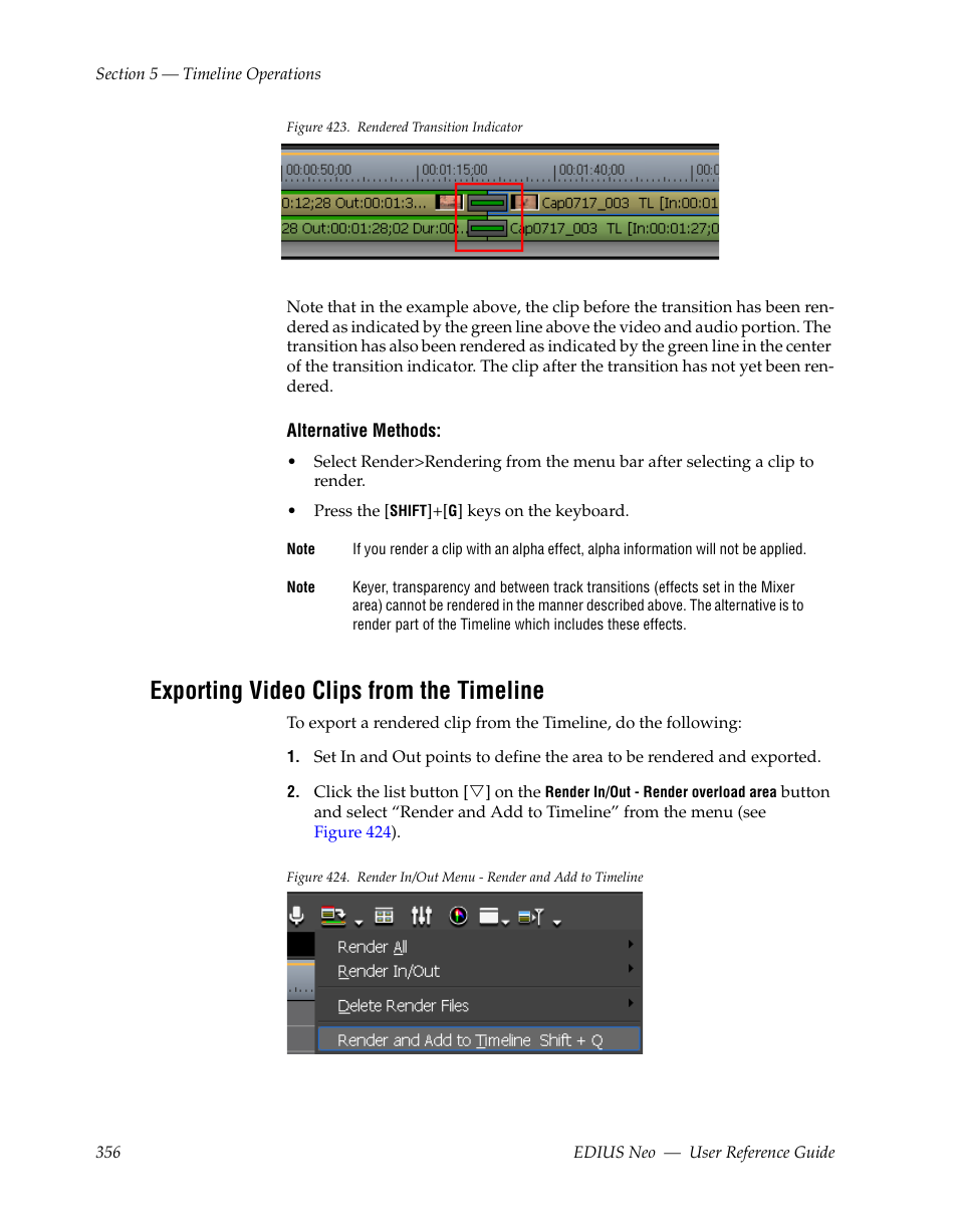 Exporting video clips from the timeline, Een as shown in, Figure 423 | Grass Valley EDIUS Neo 2 User Manual | Page 356 / 608