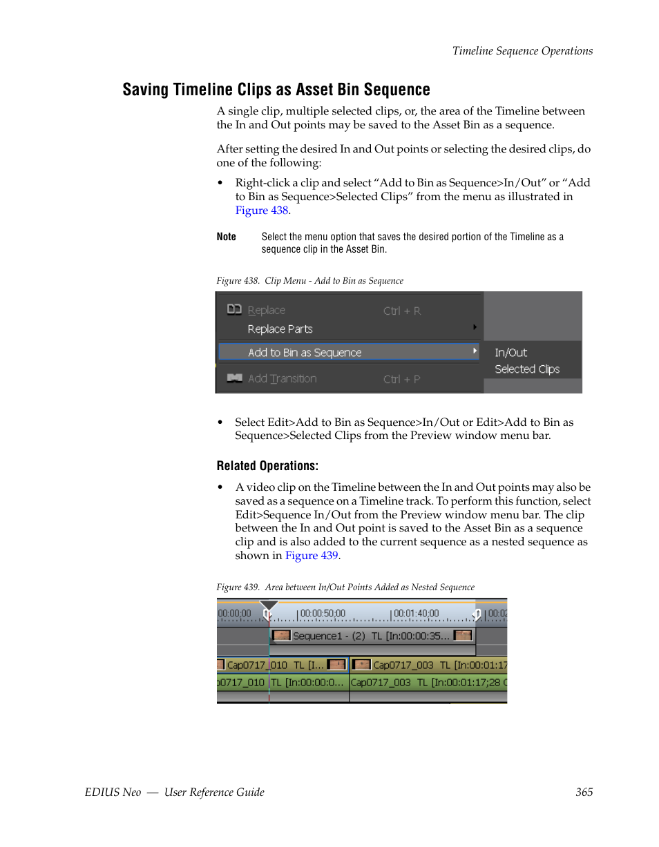 Saving timeline clips as asset bin sequence | Grass Valley EDIUS Neo 2 User Manual | Page 365 / 608
