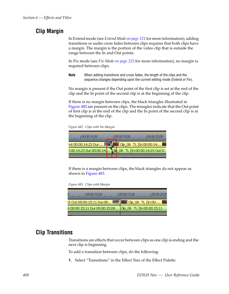Clip margin, Clip transitions | Grass Valley EDIUS Neo 2 User Manual | Page 400 / 608