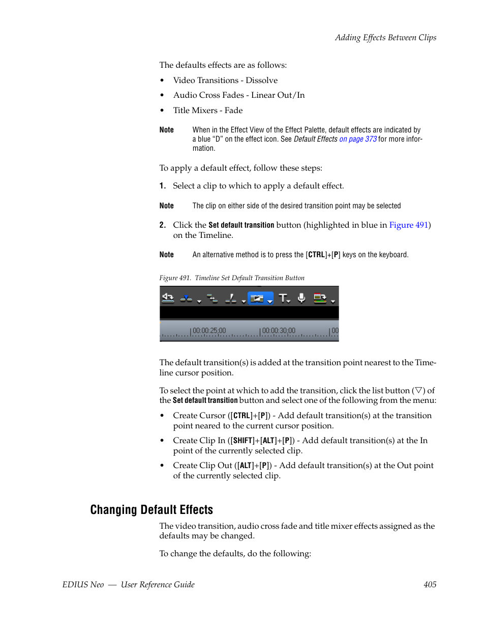 Changing default effects | Grass Valley EDIUS Neo 2 User Manual | Page 405 / 608