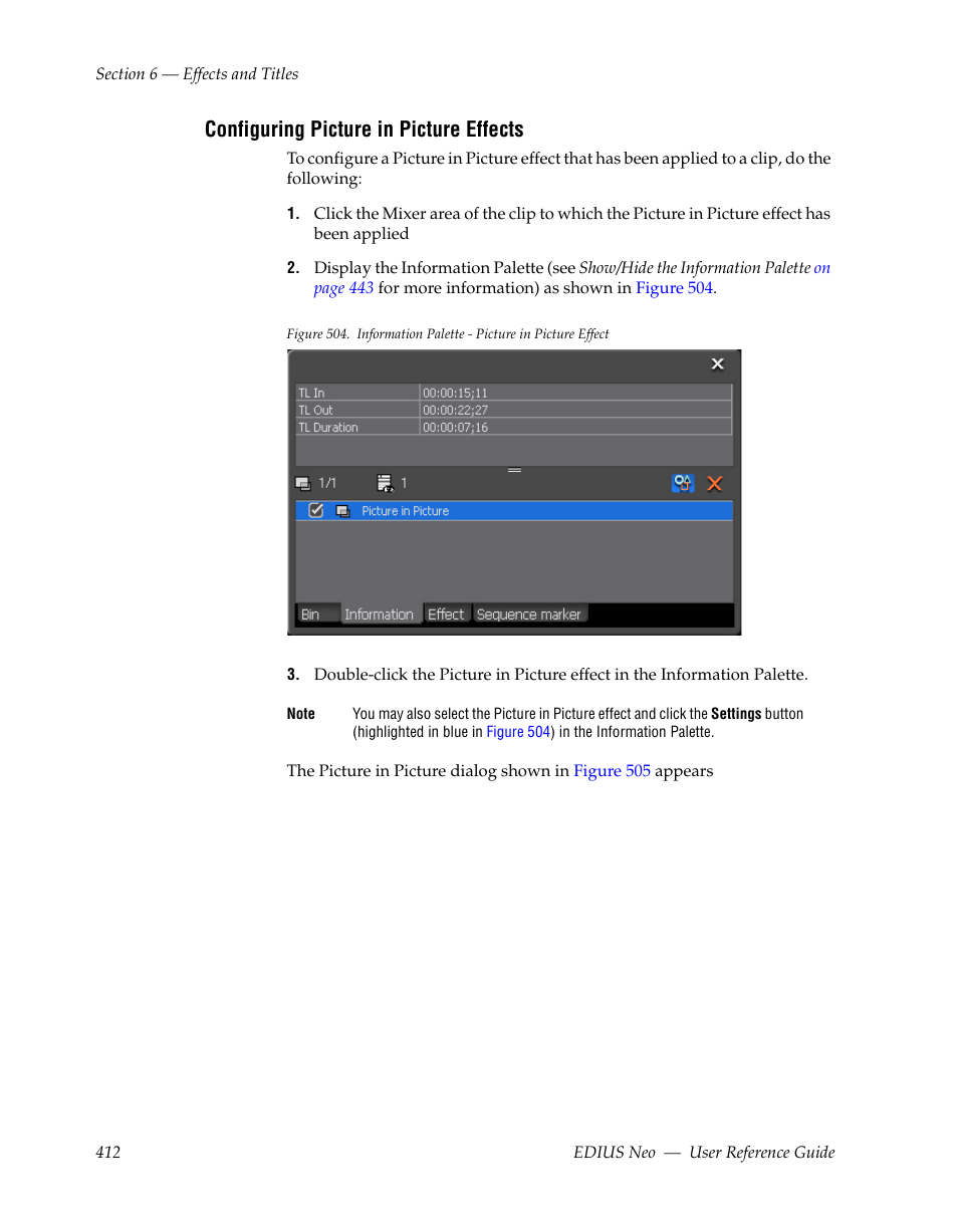 Configuring picture in picture effects | Grass Valley EDIUS Neo 2 User Manual | Page 412 / 608