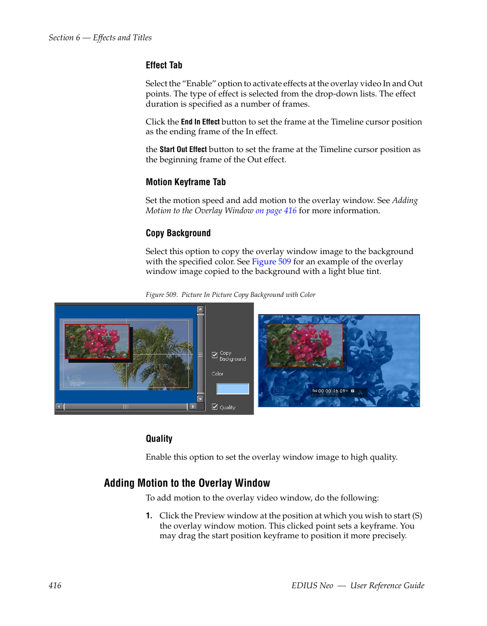 Adding motion to the overlay window | Grass Valley EDIUS Neo 2 User Manual | Page 416 / 608