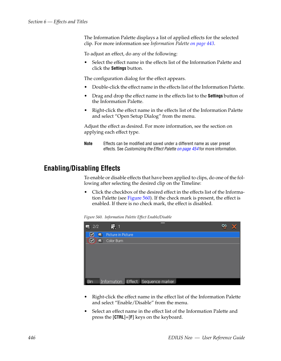 Enabling/disabling effects | Grass Valley EDIUS Neo 2 User Manual | Page 446 / 608