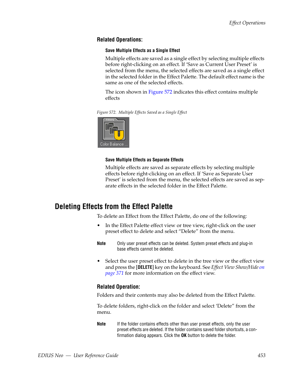 Deleting effects from the effect palette | Grass Valley EDIUS Neo 2 User Manual | Page 453 / 608